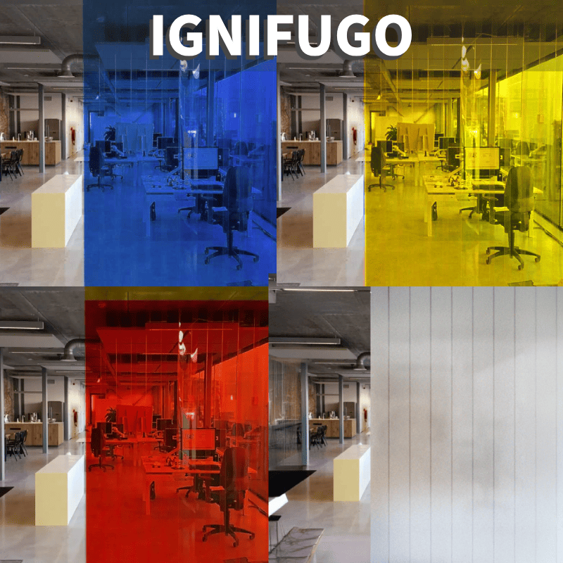 CORTINA DE LAMAS DE PVC IGNÍFUGAS M1-B1 - AZUL,VERDE,ROJO,AMARILLO,OPAL CORTINA DE LAMAS DE PVC IGNÍFUGAS M1-B1 - AZUL,VERDE,ROJO,AMARILLO,OPAL