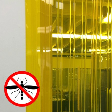 Cortina de lamas de PVC amarillo antimosquitos