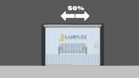 Sistema doble de cortinas de lamas PVC correderas industriales
