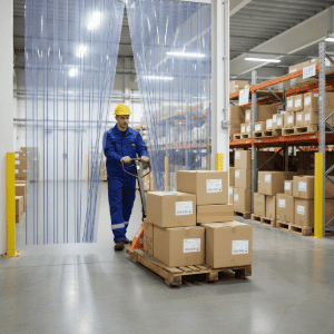 cortinas de lamas PVC en entorno industrial